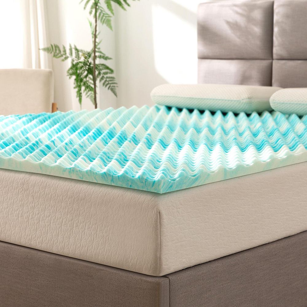 Elegant Comfort Memory Foam Cooling Gel-Infused Egg Crate 2in Mattress ...