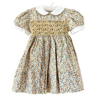 Toddler Girls Yellow Floral Smocked Dress