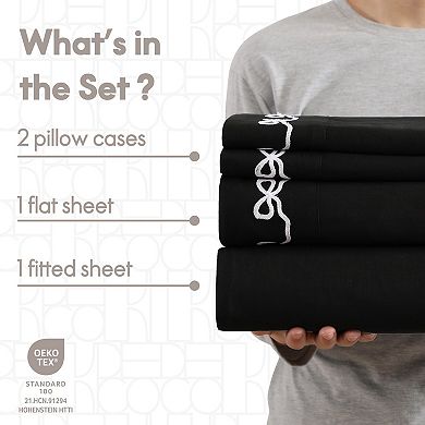 ELLE Embroidered Sheet Set with Pillowcases