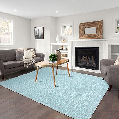 Garvee Modern Plaid Machine Washable Non Slip Low Pile Area Rugs for Living Room Bedroom Kitchen