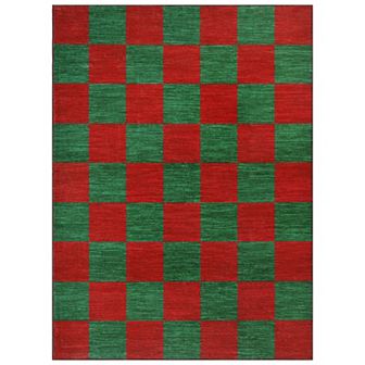 Garvee Christmas Area Rug - Classic Checkered Pattern Ultra-Thin Washable Holiday Floor Decor Mat
