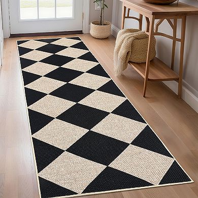 Garvee Modern Geometric Diamond Area Rug Washable Ultra Thin Non-Slip Rug for Living Room Bedroom