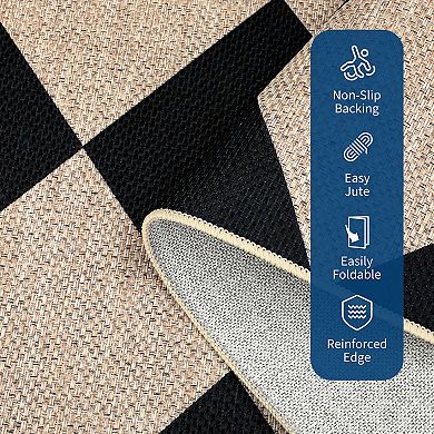 Garvee Modern Geometric Diamond Area Rug Washable Ultra Thin Non-Slip Rug for Living Room Bedroom