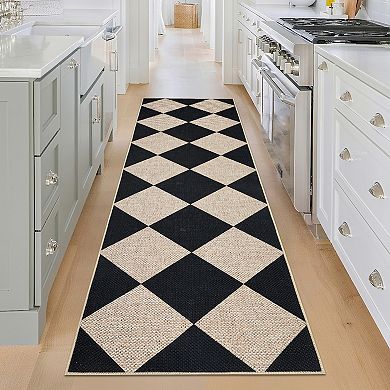 Garvee Modern Geometric Diamond Area Rug Washable Ultra Thin Non-Slip Rug for Living Room Bedroom