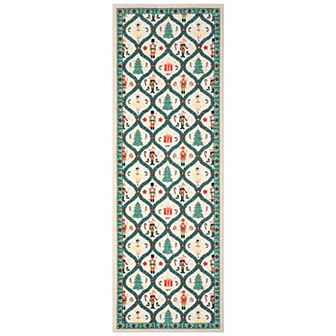 Garvee Nutcracker Xmas Rug-Festive Character Washable Ultra-Thin Foldable Rug for Holiday Decor