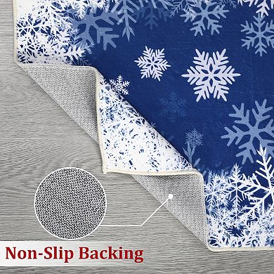 Garvee Xmas Tree and Snowflake Area Rugs Resistant Accent Rug for Dining Bedroom Decor
