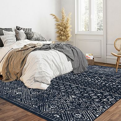Garvee Boho Machine Washable Area Rug Non Slip Non Shedding Low Pile for Living Room Bedroom Kitchen