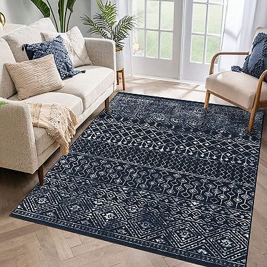 Garvee Boho Machine Washable Area Rug Non Slip Non Shedding Low Pile for Living Room Bedroom Kitchen