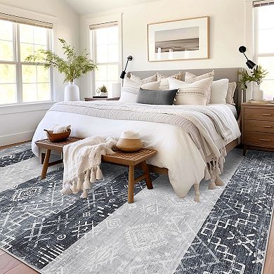Garvee Modern Colorful Machine Washable Non Slip Area Rug Stain Resistant Low Pile Rug for Bedroom