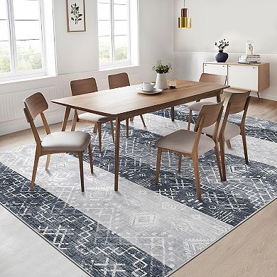Garvee Modern Colorful Machine Washable Non Slip Area Rug Stain Resistant Low Pile Rug for Bedroom