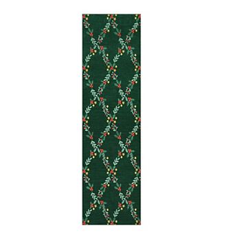 Garvee Christmas Machine Washable Area Rug with Festive Botanical Pattern Low Pile Non Slip Mat