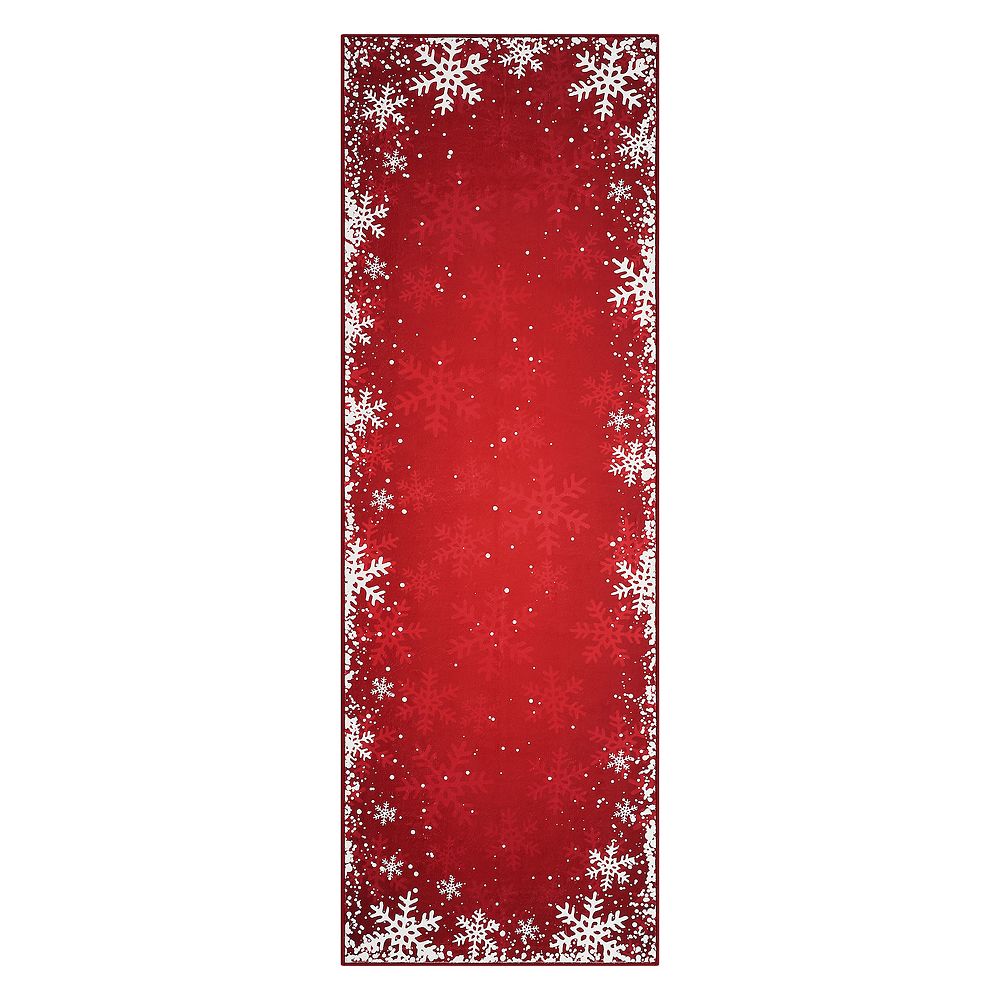 Garvee Snowflake Xmas Area Rug Solid Color Washable Low Pile Non Slip ...