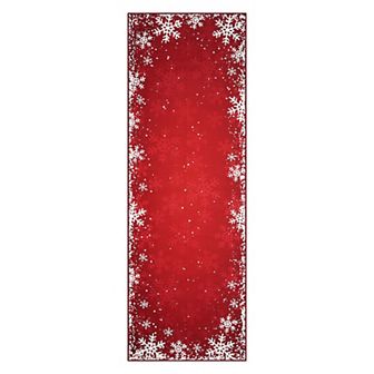 Garvee Snowflake Xmas Area Rug Solid Color Washable Low Pile Non Slip Rug for Festive Home Decor