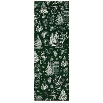 Garvee Winter Fairy Tale Christmas Area Rug Ultra Thin Washable Non Slip Rug for Festive Decor