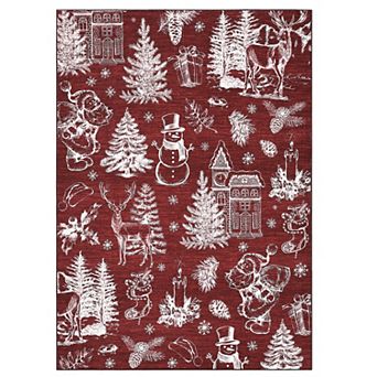 Garvee Winter Fairy Tale Christmas Area Rug Ultra Thin Washable Non Slip Rug for Festive Decor