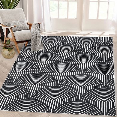 Garvee Modern Geometric Soft Machine Washable Area Rug Non Slip Carpet for Living Room Kitchen