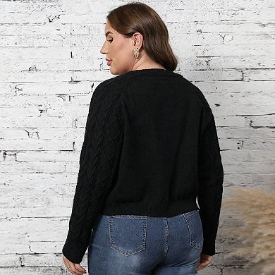 Plus Size Short Sweater Cardigan Women Button Down Ribbed Knit Crew Neck Casual Winter Fall Outfits