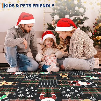 Garvee Christmas Classical Pattern Print Area Rug Geometric Ultra Thin Washable Rug for Home Decor