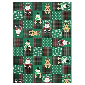 Garvee Christmas Classical Pattern Print Area Rug Geometric Ultra Thin Washable Rug for Home Decor
