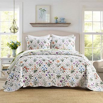 Marcielo Soft Polyester 3 pc Botanical Print Bedspread Set Quilted Floral Coverlet