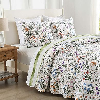 Marcielo Soft Polyester 3-Piece Botanical Print Bedspread Set Quilted Floral Coverlet