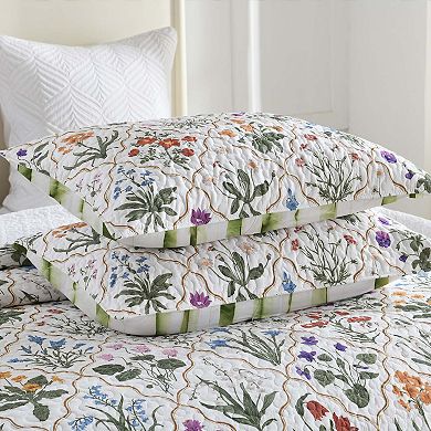 Marcielo Soft Polyester 3-Piece Botanical Print Bedspread Set Quilted Floral Coverlet