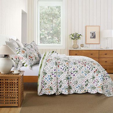 Marcielo Soft Polyester 3-Piece Botanical Print Bedspread Set Quilted Floral Coverlet