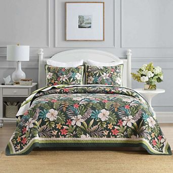 Marcielo 3 pc Lightweight Polyester Tropical Leaf and Flower Quilt Bedspread Set BY223