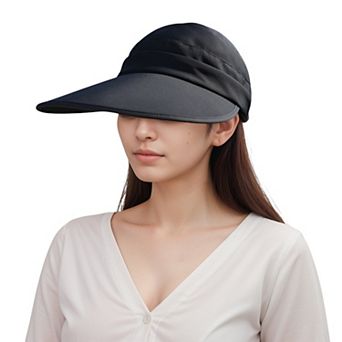 Women's Sporty Wide Brim Sun Visor Hat with Adjustable Back Strap Lightweight UV Protection Cap
