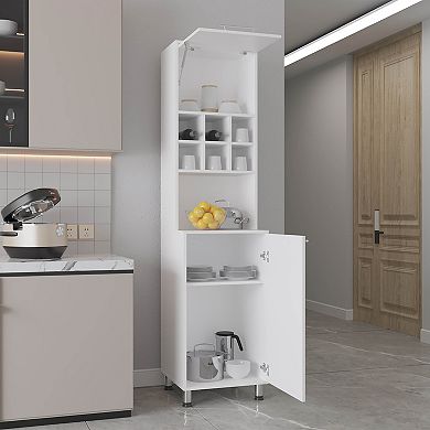 Attica 80" High Double Cabinet Kitchen Pantry , Storage Cabinet, Six Spice Cubbies And Four Shelves.