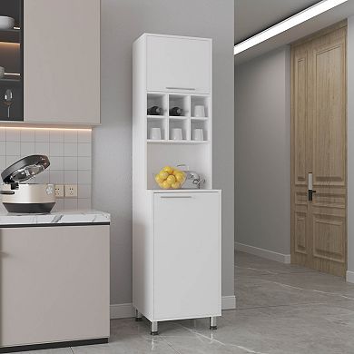 Attica 80" High Double Cabinet Kitchen Pantry , Storage Cabinet, Six Spice Cubbies And Four Shelves.