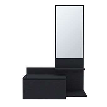 Vienna 23.6" Wide 3 tier Shelf Floating Mirror Console Table, Full Extension Drawer