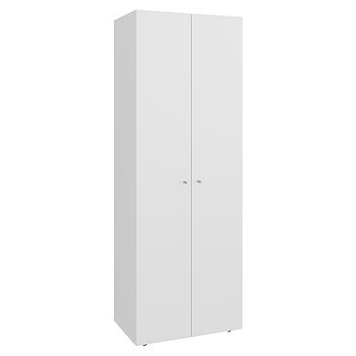 Home 2 Door Closet System, Four Fixed Shelves, Compact Wardrobe for Bedroom Organization.