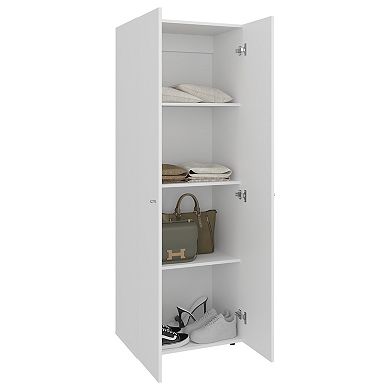 Home 2 Door Closet System, Four Fixed Shelves, Compact Wardrobe for Bedroom Organization.