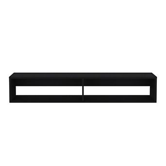 Warrior 59" Floating Tv Stand With Two Open Shelves, Media Compartments And Cable Management