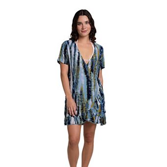 Women's J. Valdi Wrap Swim Cover-Up Dress with Ruffle Hem