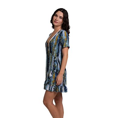 Women's J. Valdi Wrap Swim Cover-Up Dress with Ruffle Hem