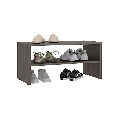 Silpa Small Shoe Rack with Three Open Shelves, Compact Modern Shoe Organizer for Entryway or Closet.