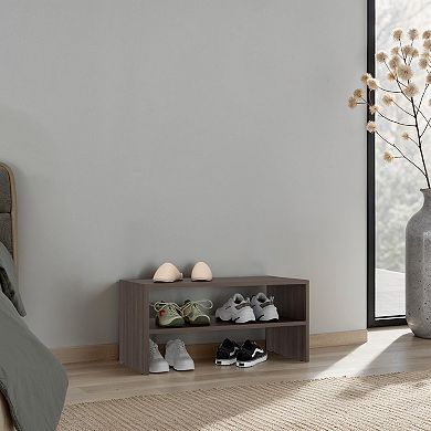 Silpa Small Shoe Rack with Three Open Shelves, Compact Modern Shoe Organizer for Entryway or Closet.