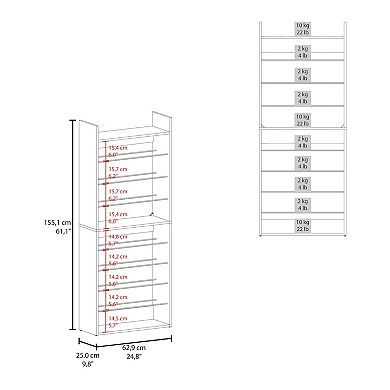 Ronald 10-Tier Shoe Rack With Slim Vertical Design, Freestanding Footwear Storage