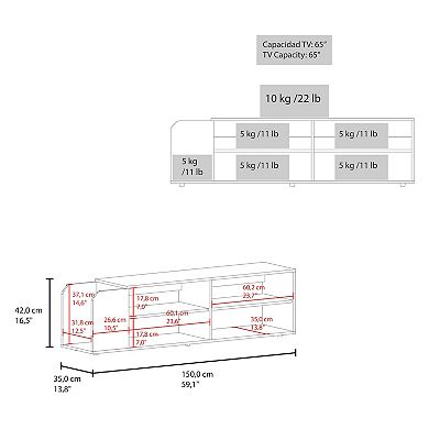 Solene TV Stand with Open Shelves For Various Modern Storage, Media Console for Living Room