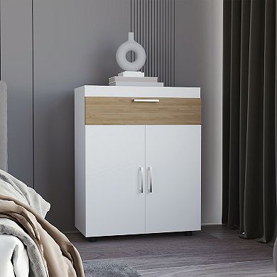 Belton Shoe Rack With Double Doors And Interior Shelves, Freestanding Footwear Storage Cabinet