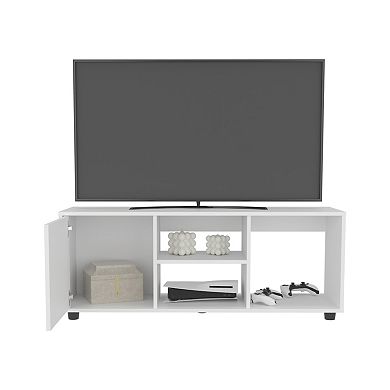 Adel 51" Wide Tv Stand With One Door Cabinet , Four Open Shelves, Cable Management, Living Room.