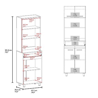 Sicilia Pantry Cabinet Freestanding Kitchen Storage Unit For Food, Dishes, Or Appliances