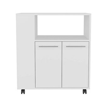 Eldon Two-Door Kitchen Base Cabinet Cart With Four Shelves, Side Shelves, Cabinet, Kitchen Storage