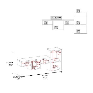 Wallshe 47" Wide 7-Tier Wall Shelf, Cube Shelf Modular Shelf For Living Room, Home Office, Bedroom