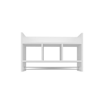Starke Bathroom Wall Shelf with Towel Bar, Compact Storage With A Wide Upper Shelf.