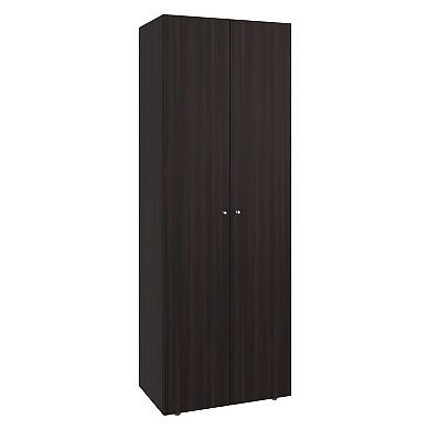 Home 2 Doors Closet System Armoire, Hanging Rod and Storage Shelf, Modern Armoire.