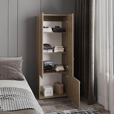 Home 3 Door Closet System with Hanging Rod for clothes and interior Shelves.