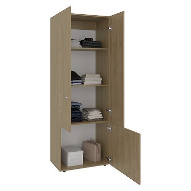 Home 3 Door Closet System with Hanging Rod for clothes and interior Shelves.